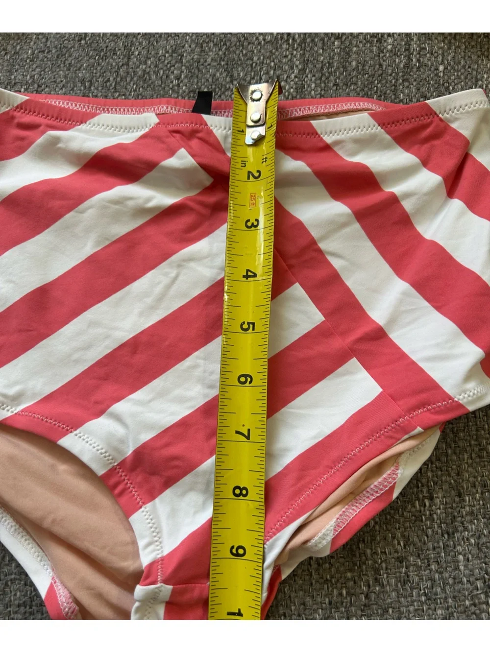 J. Crew Striped Coral and White Two-Piece Bikini Set | Size XS